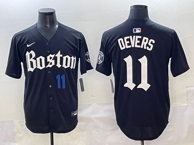 Men 2025 Boston Red Sox #11 Devers Black Five generations Joint Name Nike MLB Jersey style 12